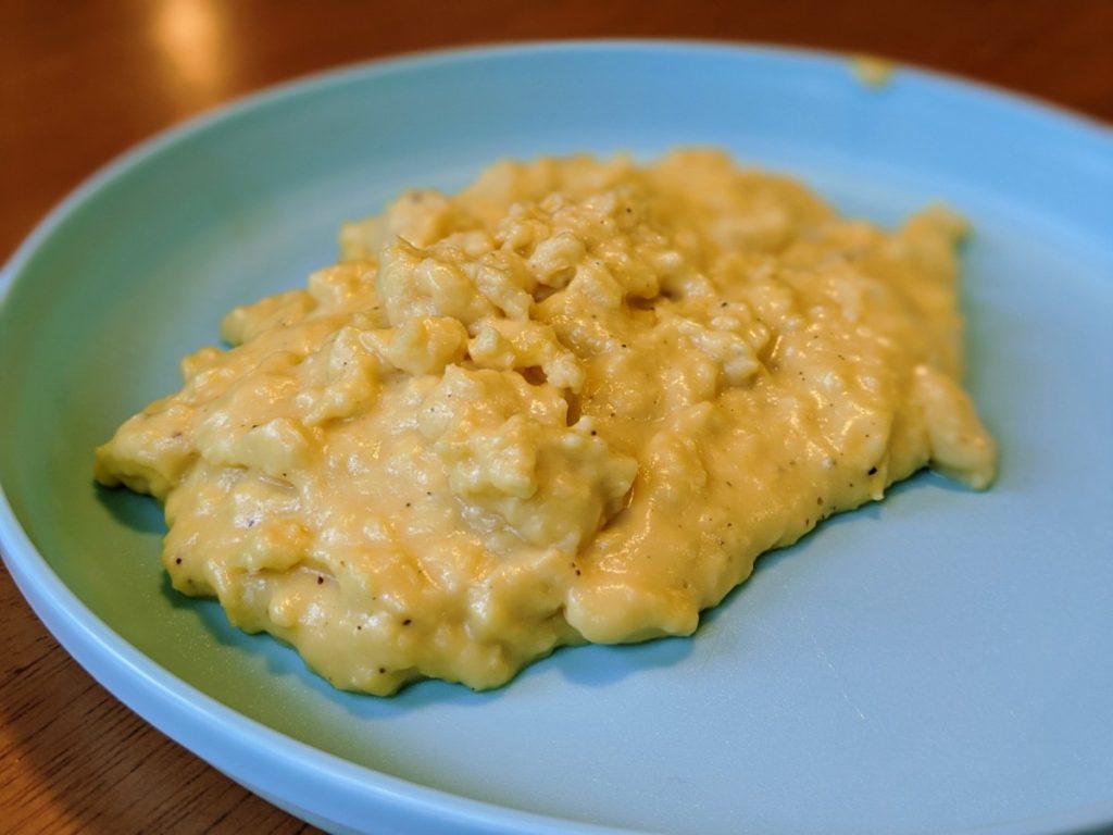 A plate of JUST Egg, cooked