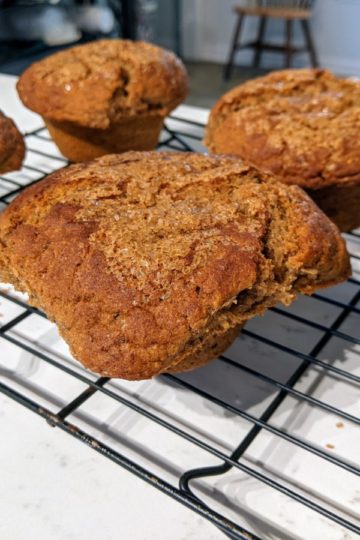 Muffins on cooling rack, right-side-up