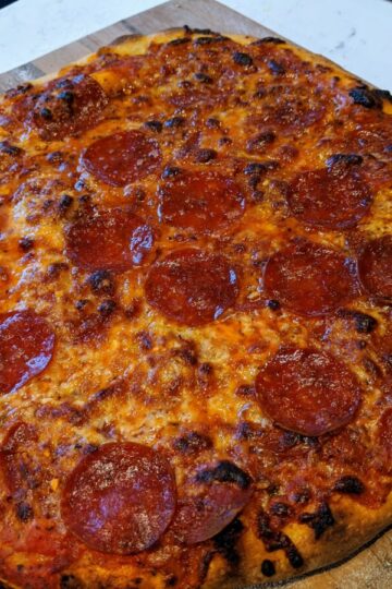 Homemade pepperoni pizza