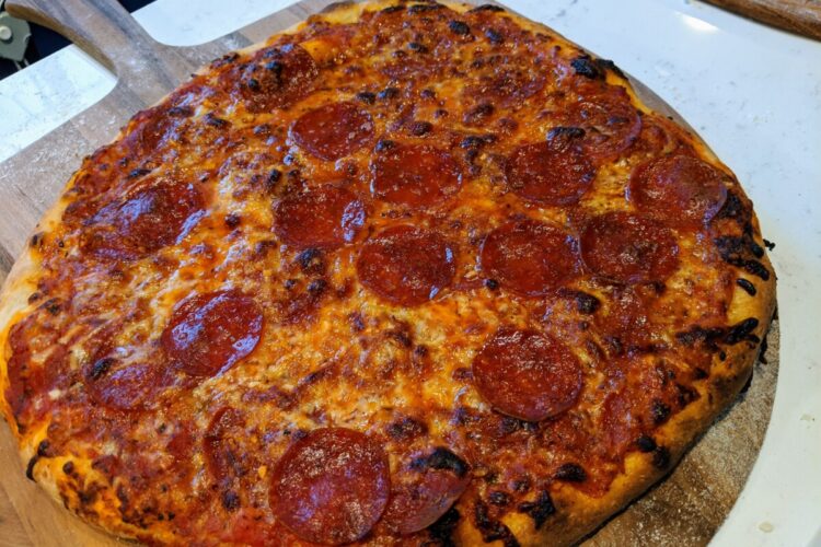 Homemade pepperoni pizza