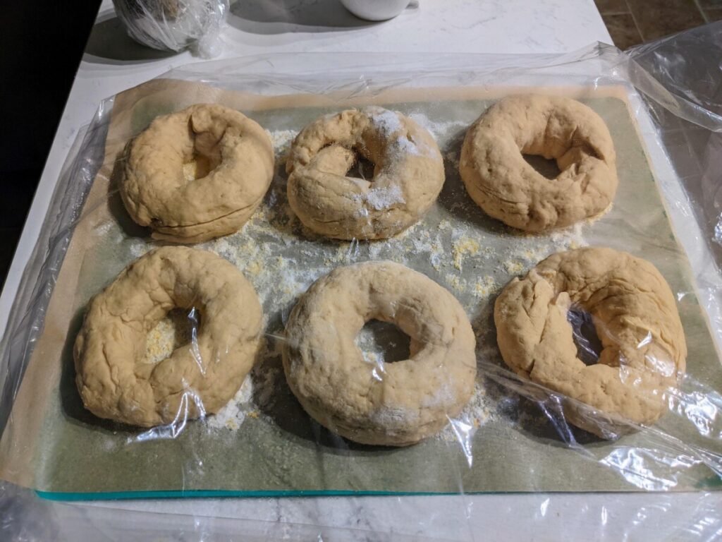 6 gluten-free bagels ready to boil
