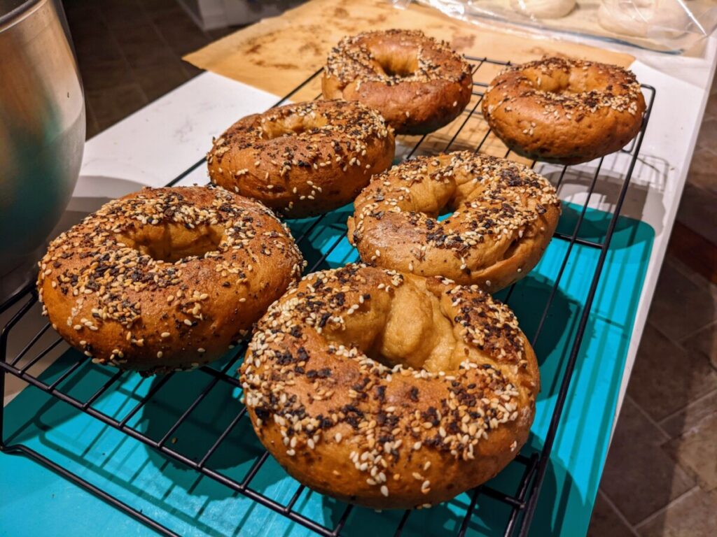 6 gluten-free everything bagels, finished
